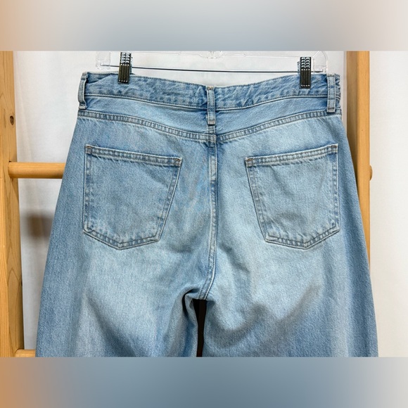 ZARA Women's light wash patchwork wide leg jeans size 6 - Picture 9 of 16